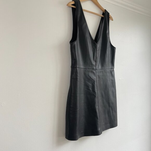 Pre-Loved MANGO Faux Leather Black Mini dress - Size S - Picture 8 of 13